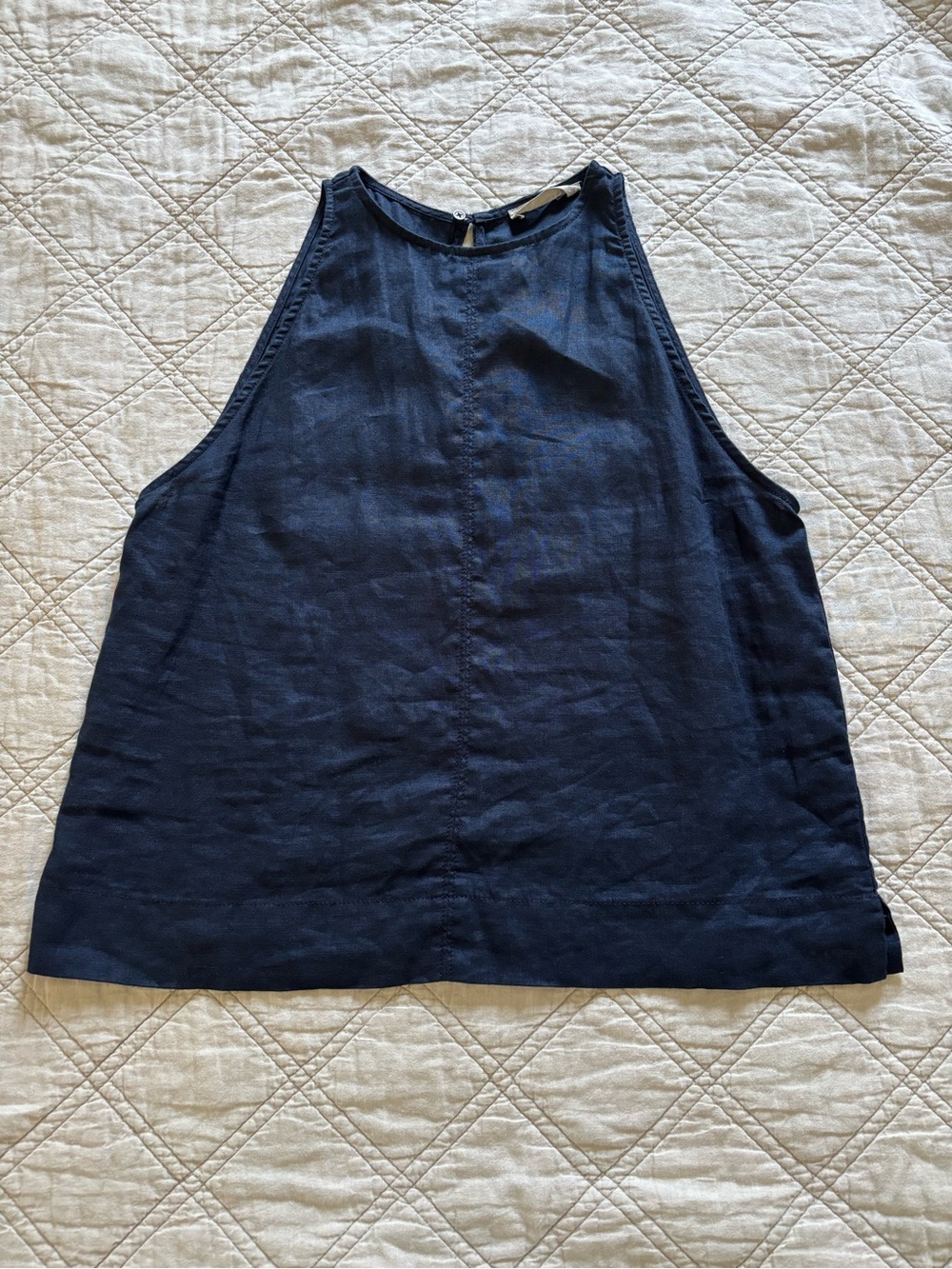 EVERLANE THE 100% LINEN HIGH-NECK TANK in Navy Size 6